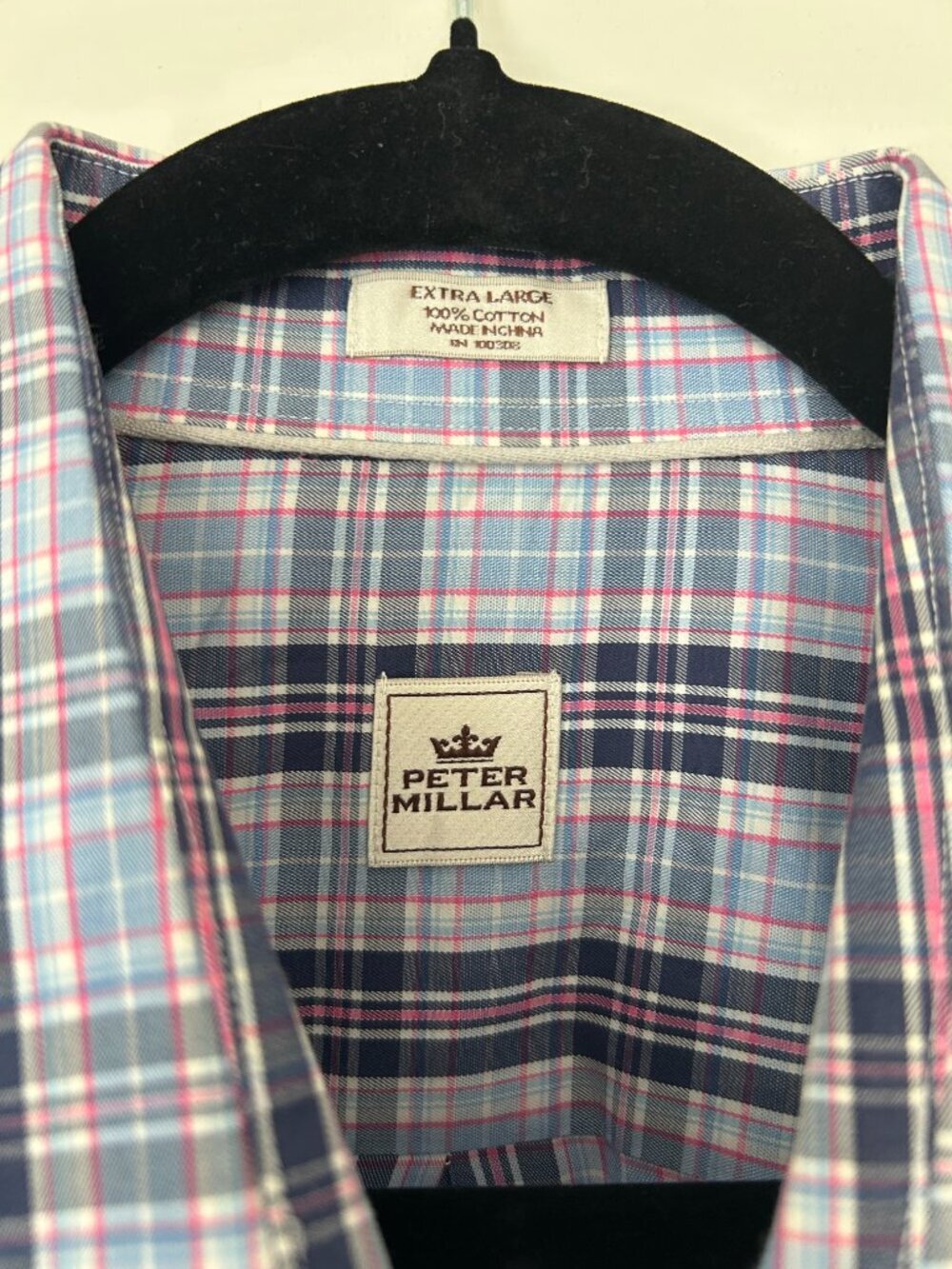 Peter Millar Shirt Mens XL Blue Plaid Long Sleeve Button Down Cotton - Picture 3 of 11